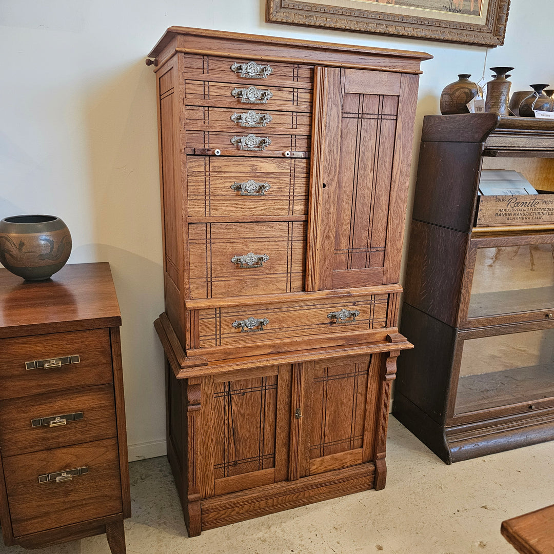 Antique Oak Dental Cabinet