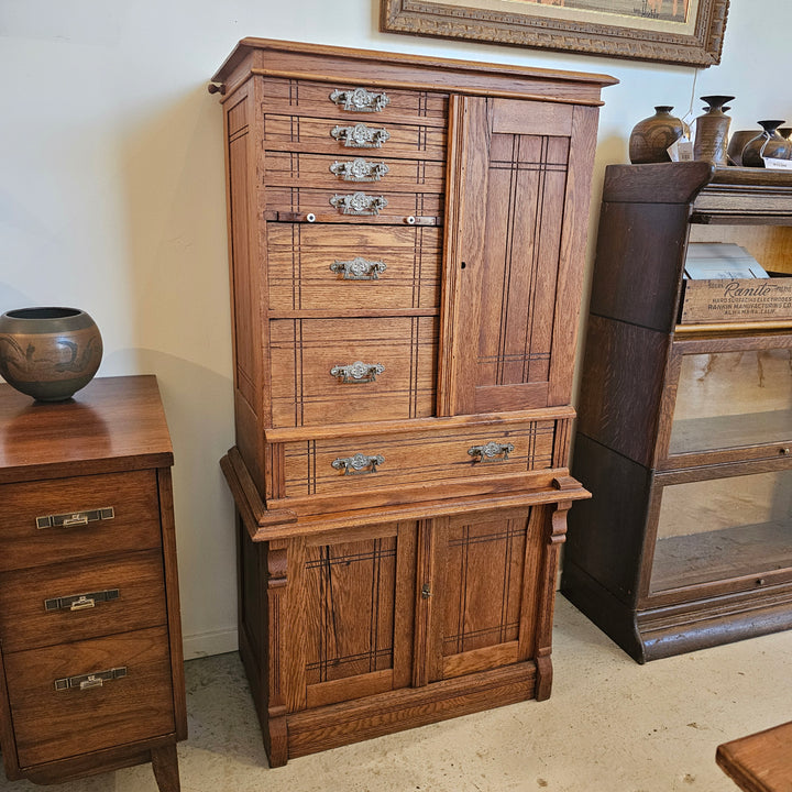 Antique Oak Dental Cabinet