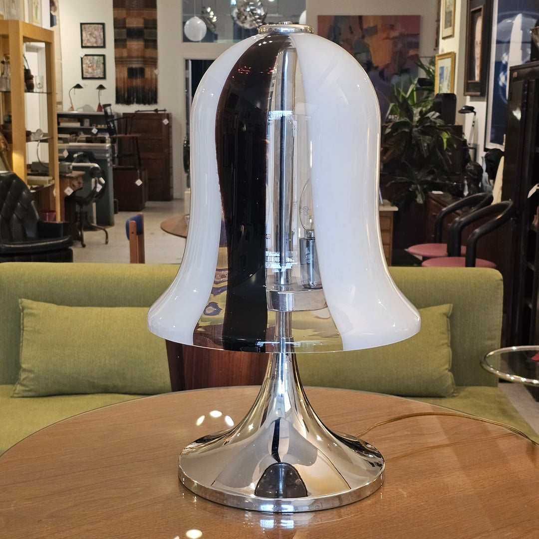 Vintage Murano Glass & Chrome Table Lamp – Italy, 1970s