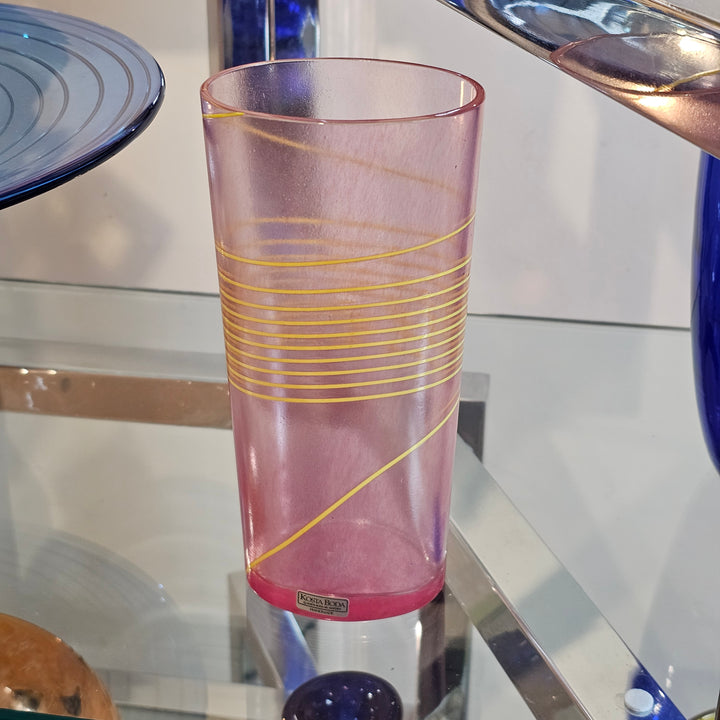 Bertil Vallien Signed Pink & Yellow Vase