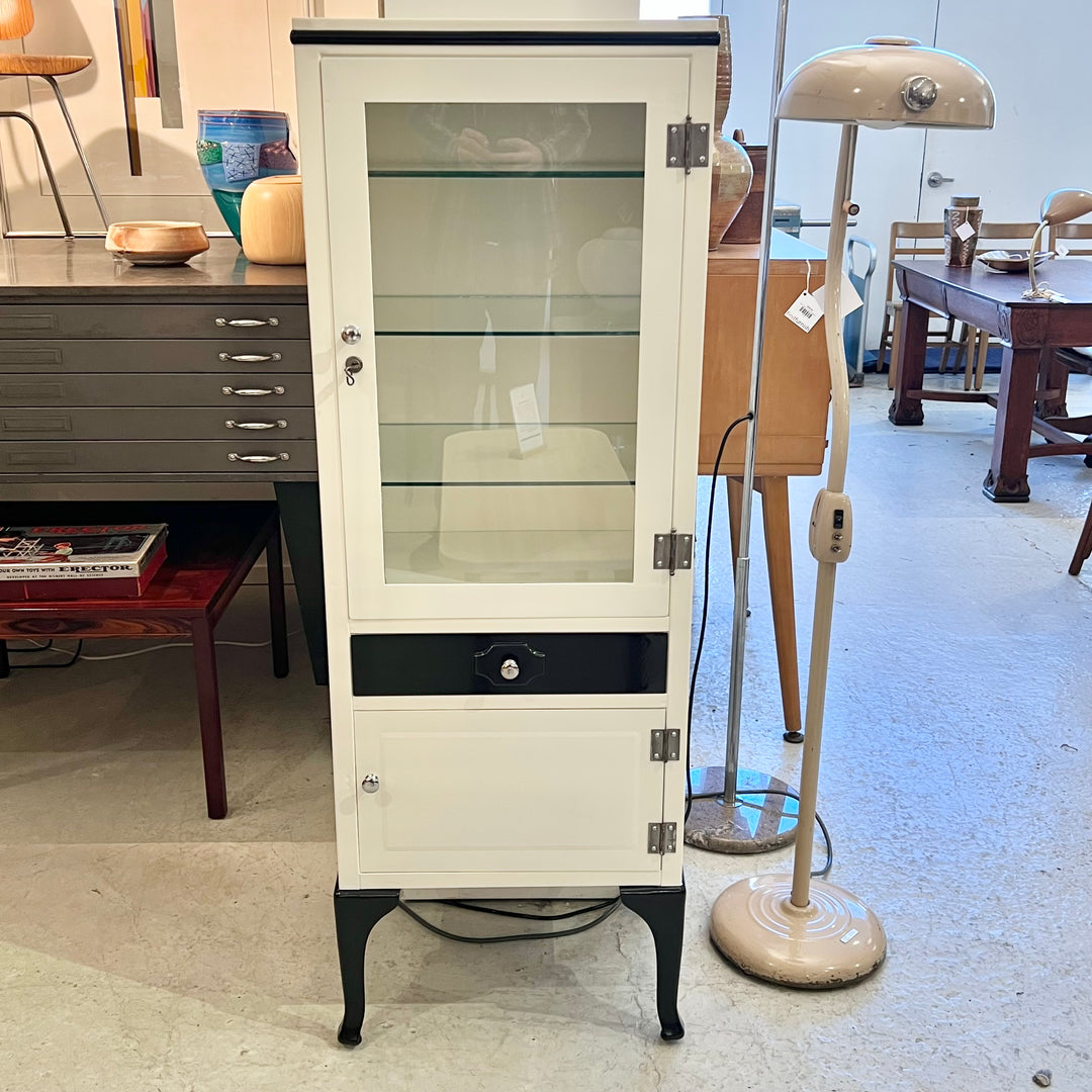 Restored Antique Metal Medical Display Cabinet